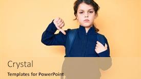  Presentation with angry child - Beautiful slide deck featuring cute-hispanic-child-holding-student backdrop and a blonde colored foreground