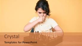  Presentation with child health care - Presentation having cute-hispanic-child-playing-chess background and a gold colored foreground