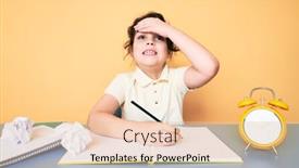  Presentation with angry child - Theme enhanced with cute-hispanic-child-studying background and a lemonade colored foreground