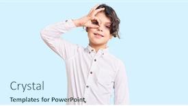  Presentation with child eye - Colorful presentation theme enhanced with cute-hispanic-child-wearing-casual backdrop and a sky blue colored foreground