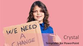  Presentation with change - Slide deck with cute-hispanic-child-with-long background and a coral colored foreground
