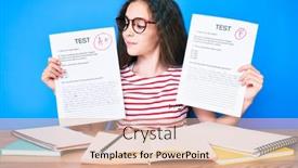  Presentation with cute stars - Beautiful PPT theme featuring cute-hispanic-girl-showing-failed backdrop and a lemonade colored foreground