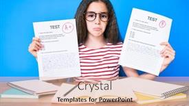  Presentation with sad girl - Audience pleasing presentation consisting of cute-hispanic-girl-showing-failed backdrop and a lemonade colored foreground