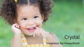  Presentation with green gram - Slide deck consisting of cute hispanic girl background and a seafoam green colored foreground