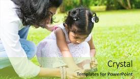  Presentation with green glass - Audience pleasing PPT theme consisting of cute indian girl peeking backdrop and a yellow colored foreground