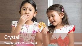  Presentation with indian food - Cool new presentation theme with cute indian girls eating food backdrop and a coral colored foreground