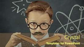  Presentation with early education - Theme featuring cute-kid-boy-in-glasses background and a tawny brown colored foreground