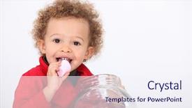  Presentation with special education cute kid - Beautiful PPT theme featuring blood pleasure - cute kid eating marshmallow backdrop and a sky blue colored foreground