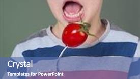  Presentation with tomato - Slide set having cute-kid-holding-tomato background and a ocean colored foreground