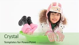  Presentation with snowboard - Cool new slide set with cute kid in snowboard backdrop and a mint green colored foreground