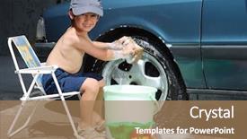  Presentation with car cleaning - Colorful slides enhanced with cute kid is cleaning car backdrop and a coral colored foreground