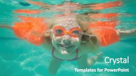  Presentation with underwater - Colorful slides enhanced with cute kid posing underwater in pool at the leisure center backdrop and a teal colored foreground