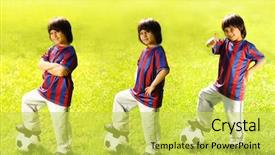  Presentation with special education cute kid - Theme enhanced with cute kid standing on football background and a yellow colored foreground