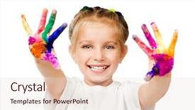  Presentation with paint - PPT layouts with cute kids - beautiful little girl with her background and a lemonade colored foreground