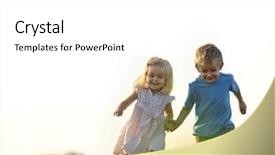  Presentation with play kids - Amazing slide deck having cute kids - brother and sister play together backdrop and a white colored foreground