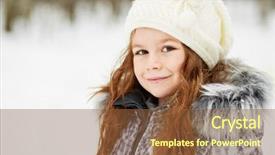  Presentation with grey - Presentation enhanced with cute kids - closeup half-turned portrait of little background and a tawny brown colored foreground