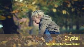  Presentation with autumn leaves - Audience pleasing slides consisting of cute kids - little boy and autumn leaves backdrop and a tawny brown colored foreground