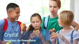  Presentation with cute math for kids - Amazing slides having cute kids eating in school backdrop and a ocean colored foreground