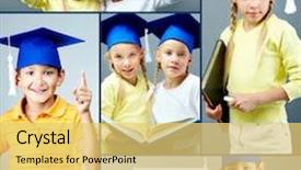  Presentation with graduation kids - PPT theme with cute kids in graduation background and a yellow colored foreground
