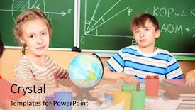  Presentation with math kids - Beautiful theme featuring cute kids math - school children studying at school backdrop and a  colored foreground