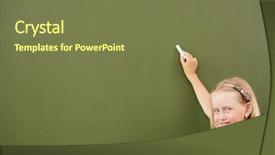  Presentation with green technology ithink map - Presentation theme enhanced with cute kids math - scoolgirl standing in class near background and a tawny brown colored foreground