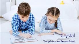  Presentation with kids reading books - PPT layouts featuring cute kids reading books background and a light blue colored foreground