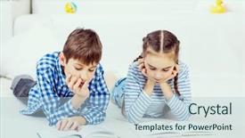  Presentation with kids reading books - Colorful slide deck enhanced with cute kids reading books backdrop and a light blue colored foreground