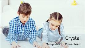  Presentation with kids reading books - PPT theme with cute kids reading books background and a light blue colored foreground