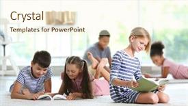  Presentation with kids reading books - Audience pleasing slide set consisting of cute kids reading books backdrop and a cream colored foreground