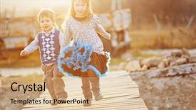  Presentation with kids - Audience pleasing PPT layouts consisting of cute kids resting at countryside backdrop and a coral colored foreground