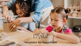  Presentation with pottery - PPT layouts with cute-kids-sculpting-crafts background and a coral colored foreground
