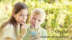  Presentation with sharing - Slides with cute kids sharing a delicious background and a  colored foreground