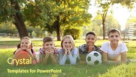  Presentation with kids sport - Beautiful presentation featuring cute kids with sport balls backdrop and a tawny brown colored foreground