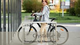  Presentation with bicycle - Theme consisting of cute-laughing-girl-parking background and a light gray colored foreground