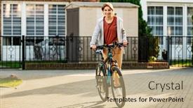  Presentation with bike - Presentation theme enhanced with cute-laughing-girl-riding background and a coral colored foreground