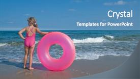  Presentation with lifeguard - Beautiful PPT theme featuring cute lifeguard at the beach backdrop and a teal colored foreground