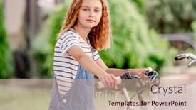  Presentation with cute - Presentation design consisting of cute-litte-girl-sitting-parking background and a coral colored foreground