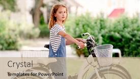  Presentation with cute - Presentation theme enhanced with cute-litte-girl-sitting-parking background and a coral colored foreground