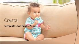  Presentation with african american baby - Beautiful presentation theme featuring cute little african american baby with nibbler on sofa backdrop and a lemonade colored foreground