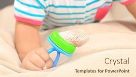  Presentation with african american baby - Audience pleasing slides consisting of cute little african american baby with nibbler on sofa closeup backdrop and a cream colored foreground