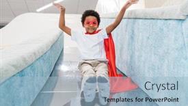  Presentation with play area - Beautiful presentation theme featuring cute-little-african-boy backdrop and a light blue colored foreground