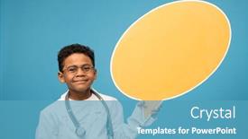  Presentation with yellow paper - Beautiful presentation design featuring cute-little-african-or-mixed backdrop and a teal colored foreground
