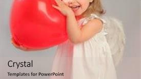  Presentation with angel - Slide deck with cute little angel-girl with red heart background and a soft green colored foreground