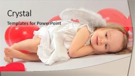  Presentation with angel - Presentation theme having cute little angel girl background and a light gray colored foreground