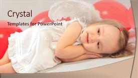  Presentation with angel - Theme consisting of cute little angel-girl with red heart background and a lemonade colored foreground