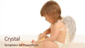  Presentation with angel baby - Beautiful presentation theme featuring cute little angel on white backdrop and a lemonade colored foreground