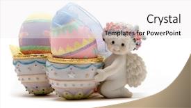  Presentation with eggs egg carton egg box - Presentation theme with cute little angel with easter background and a white colored foreground