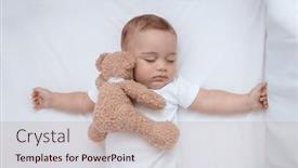  Presentation with cute baby - Presentation theme featuring cute-little-baby-boy-slipping background and a coral colored foreground