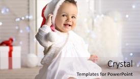  Presentation with baby chickens little cute chicks - Theme enhanced with cute little baby in santa background and a soft green colored foreground