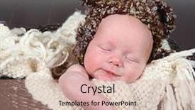  Presentation with old days - PPT theme having cute little baby newborn boy sleeping - 10 days old background and a coral colored foreground